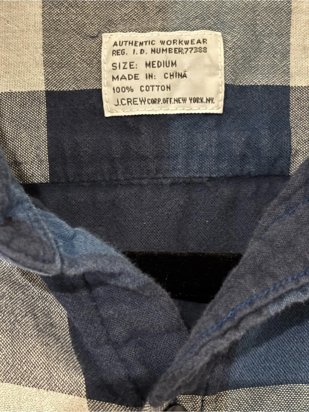J. Crew Navy and White Plaid Button-Down Shirt